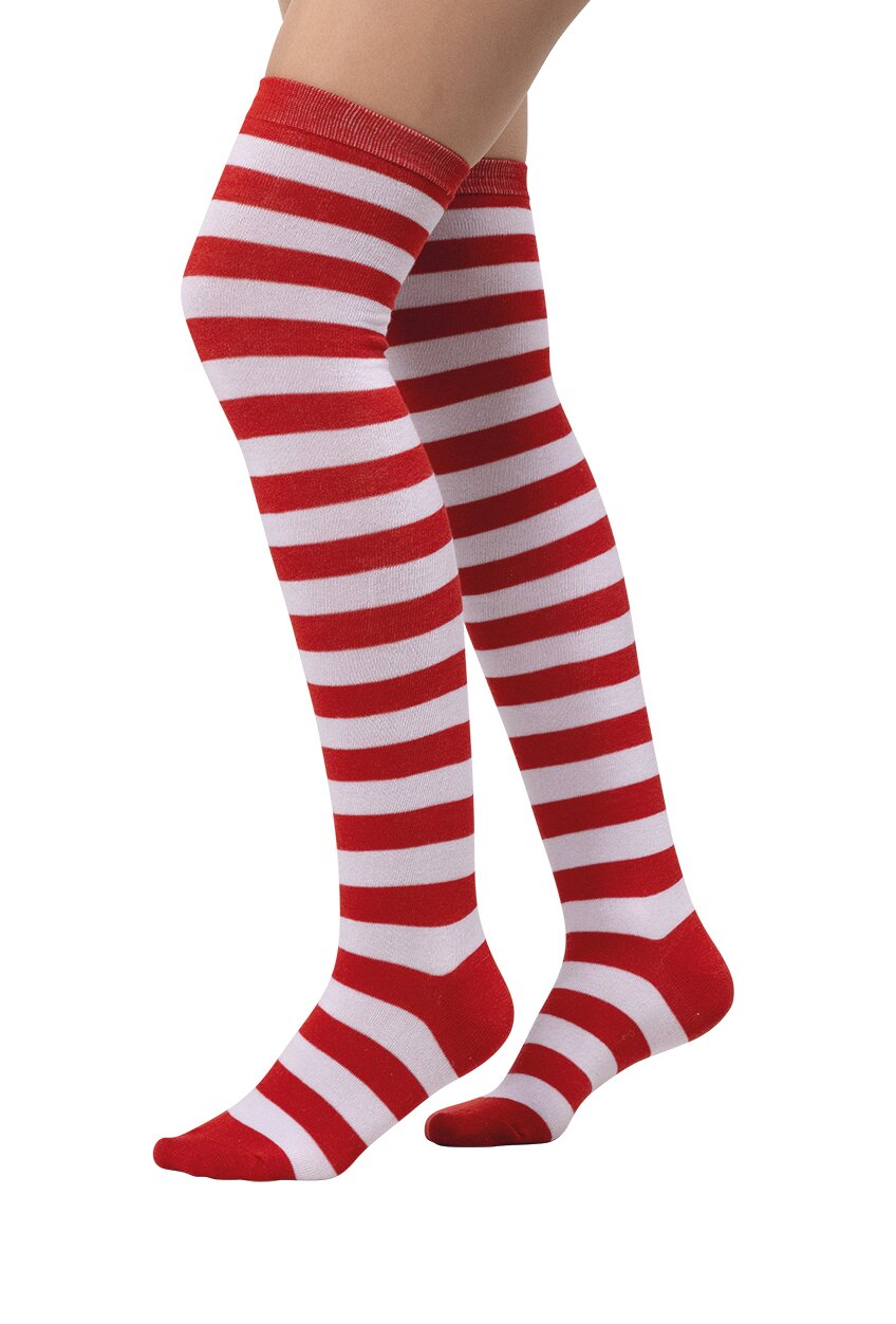 Overknees striped red/white