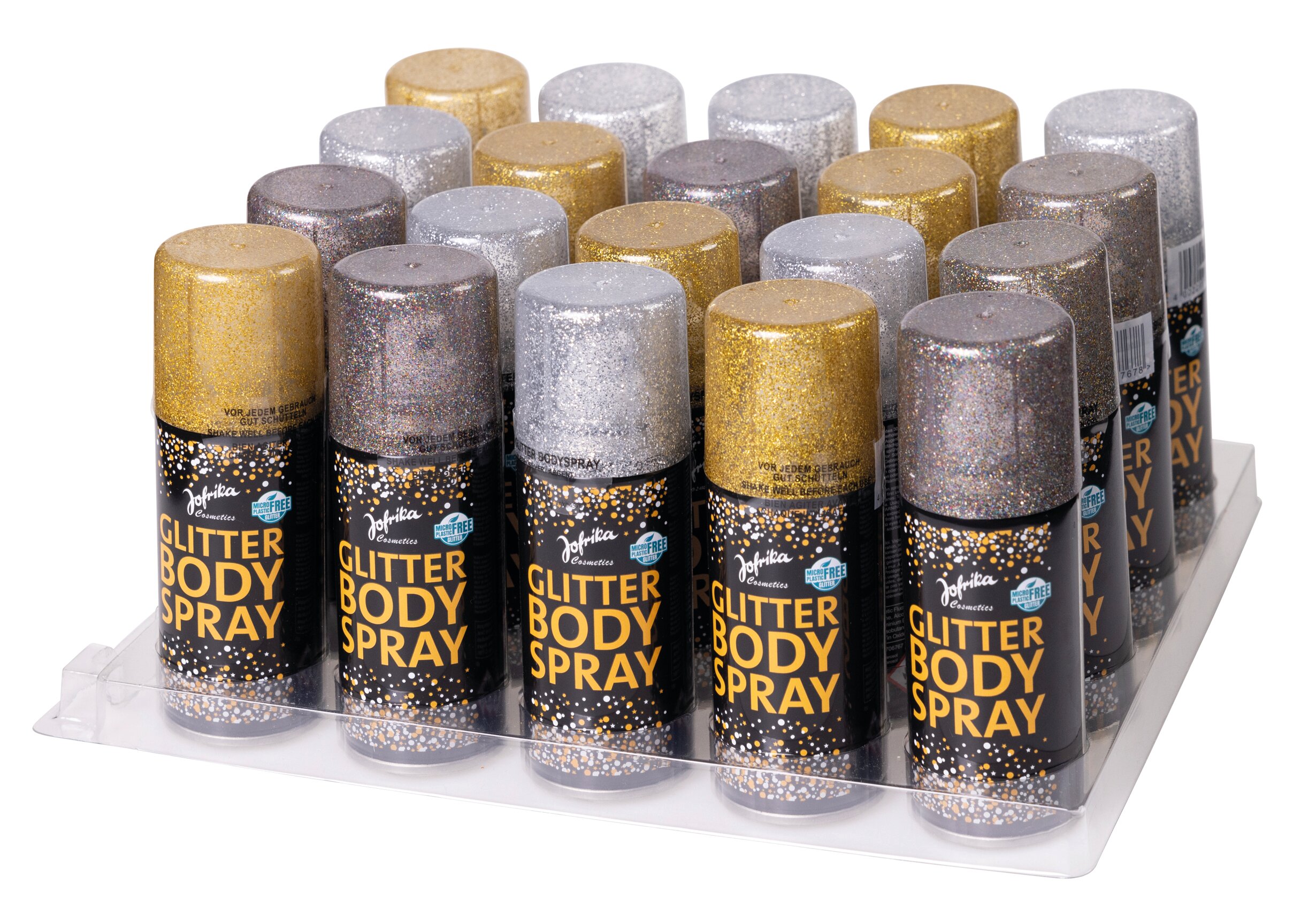 Glitter Bodyspray Micropl. free, 20 Stk., Display