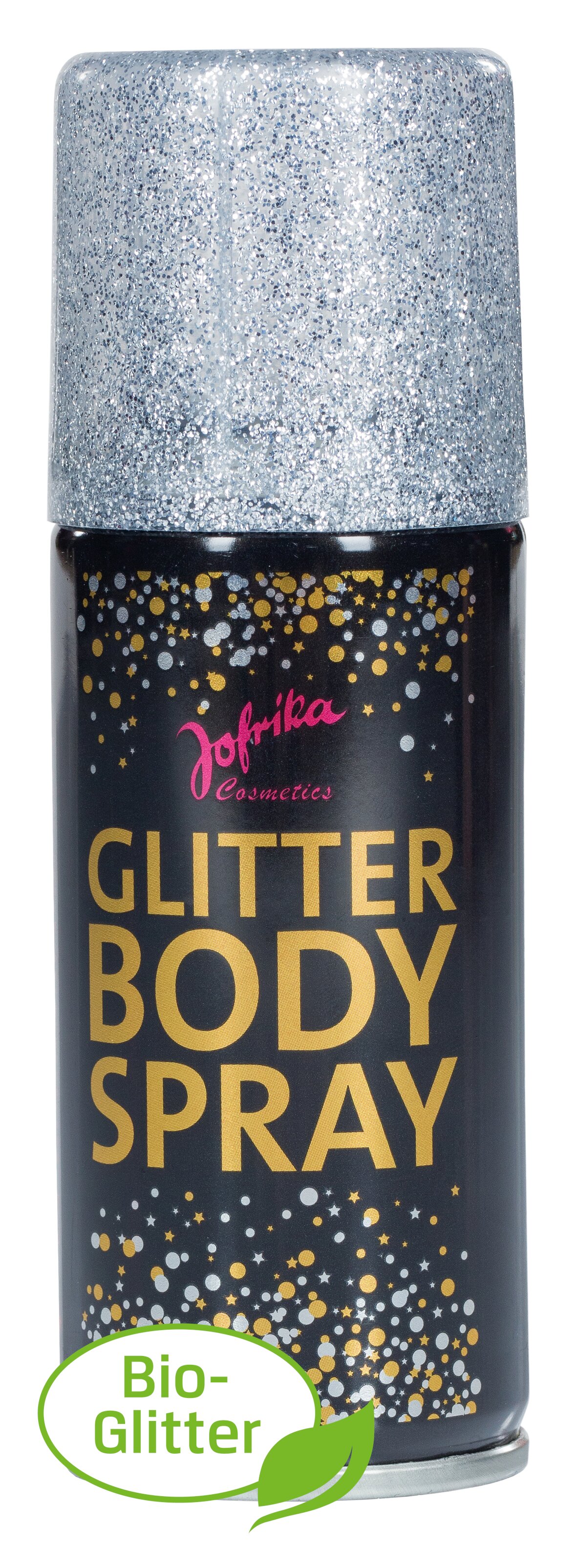 Bio Glitter Bodyspray silber