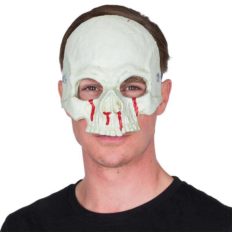 Totenkopf Halbmaske, blutige Tränen, für Halloween und Mottoparty, Karneval und Fasching