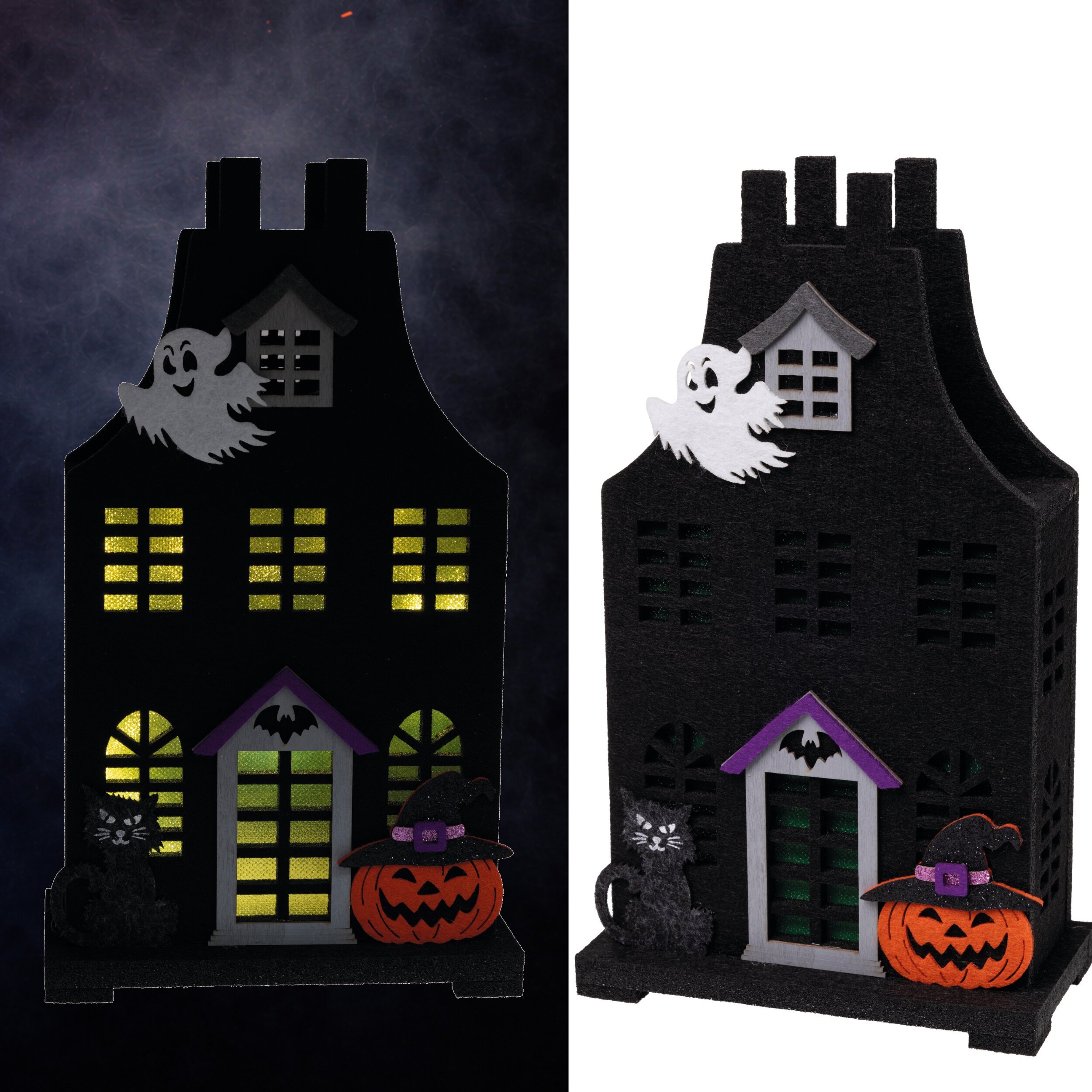 Deko Creepy House aus Filz LED