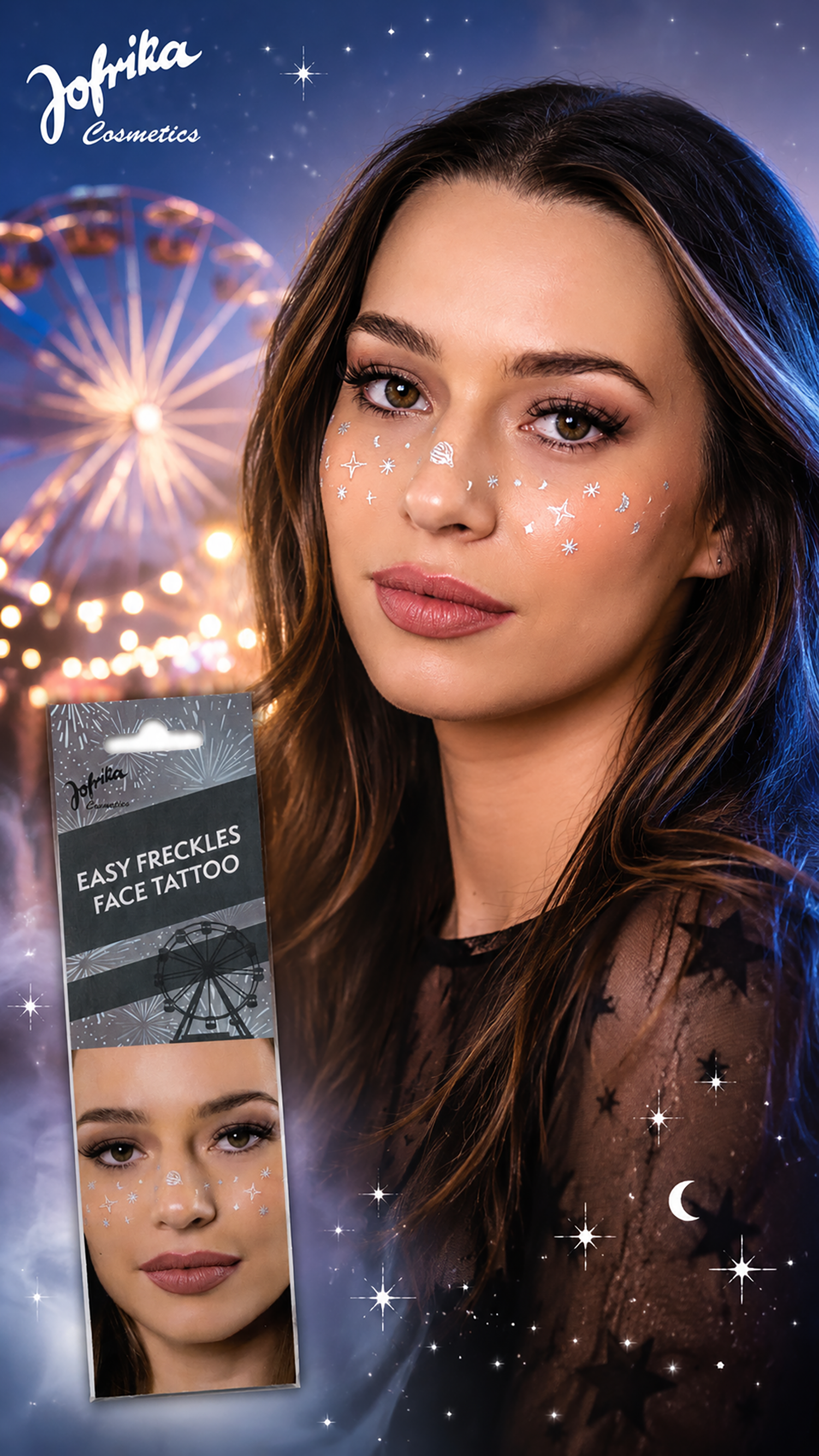 Easy Freckles - Face Tattoo, Universe silber