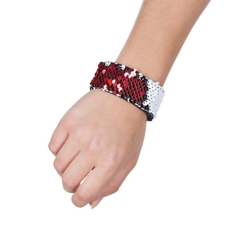 Klackarmband Wendepailletten rot/weiß
