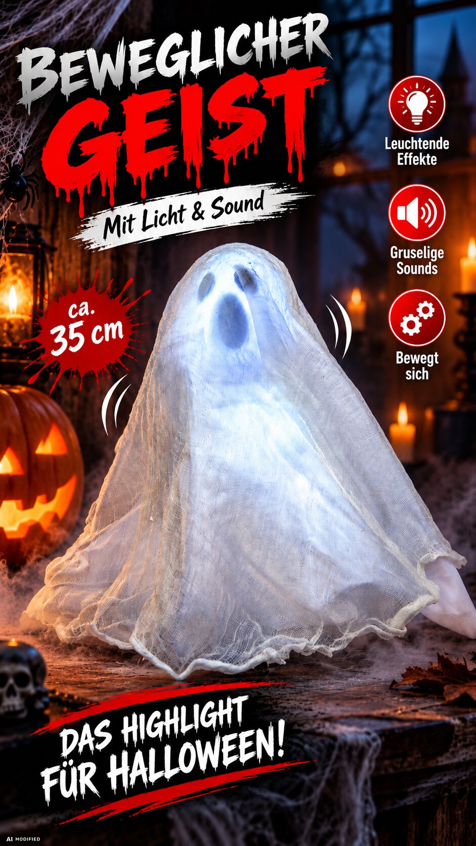 Moving ghost (with light and sound)