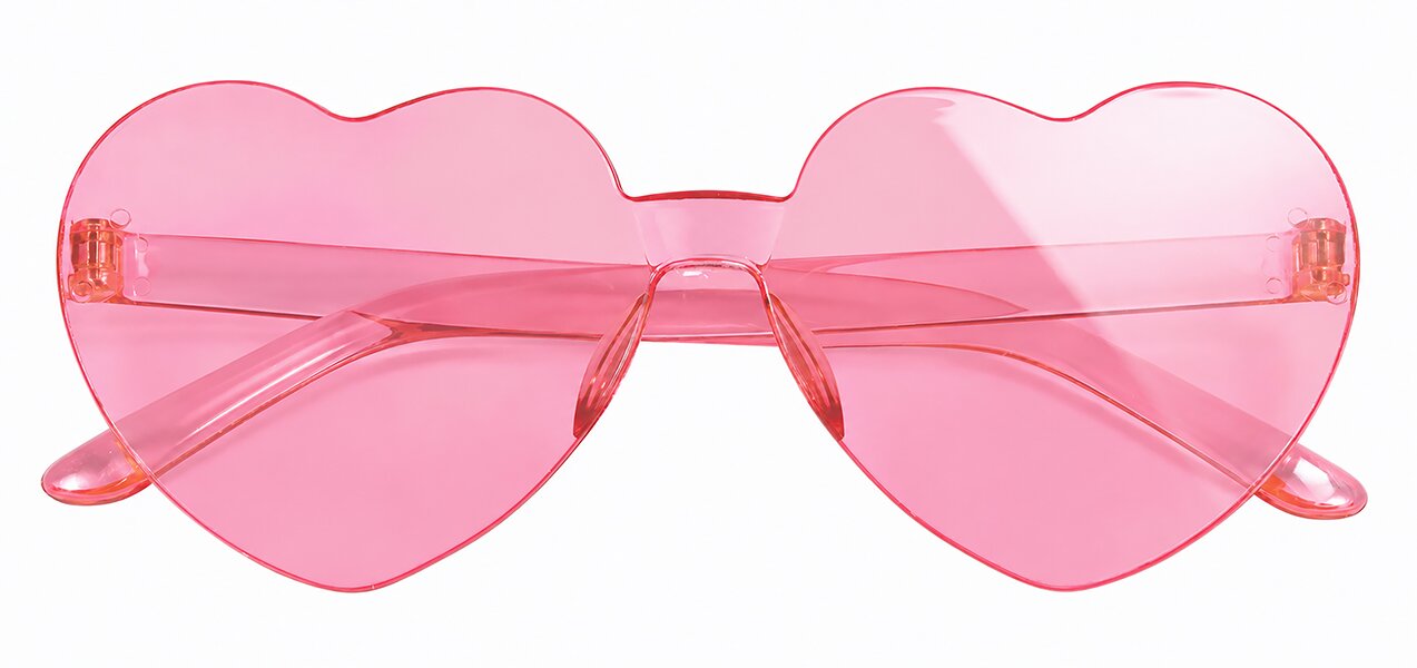 Rosarote Herzbrille aus Polycarbonat für JGA, Karneval, Festival und Mottoparty, Artikel 6230661