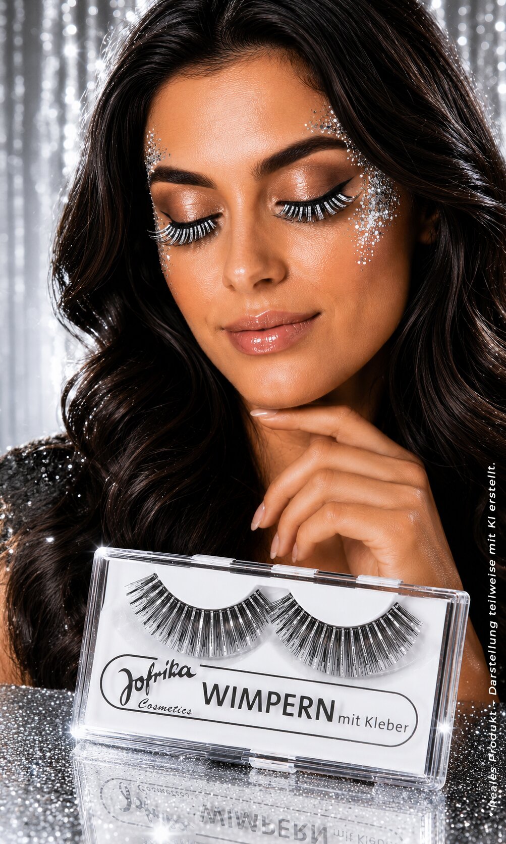 Glitter eye lashes silver
