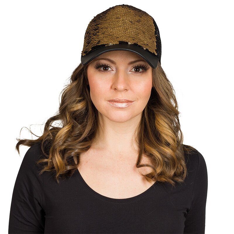 Cap Wendepaillette gold-schwarz