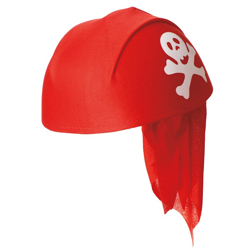 Piratenkappe rot Freibeuter  mit Totenkopf 