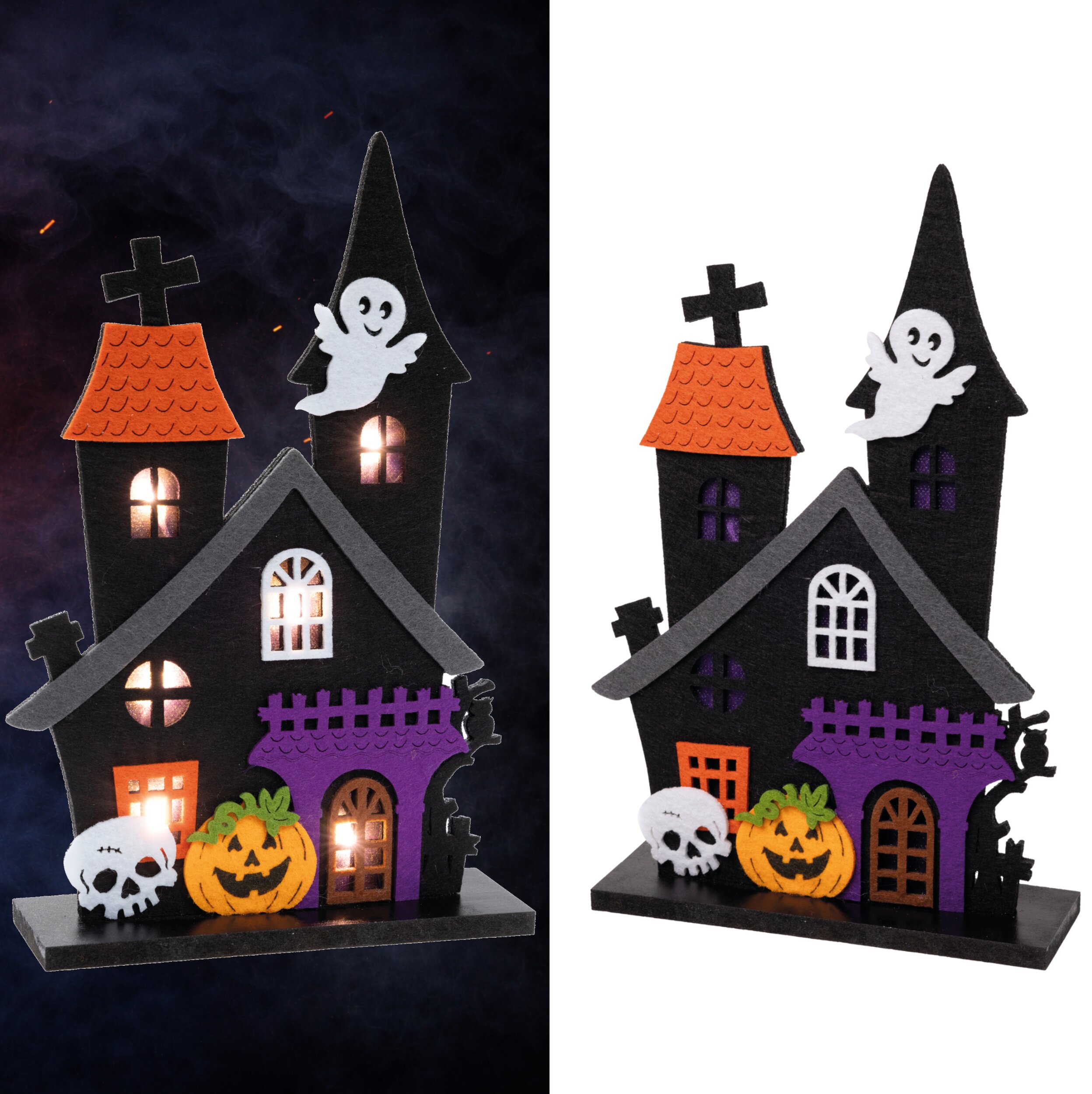 Deko Spooky House aus Filz LED