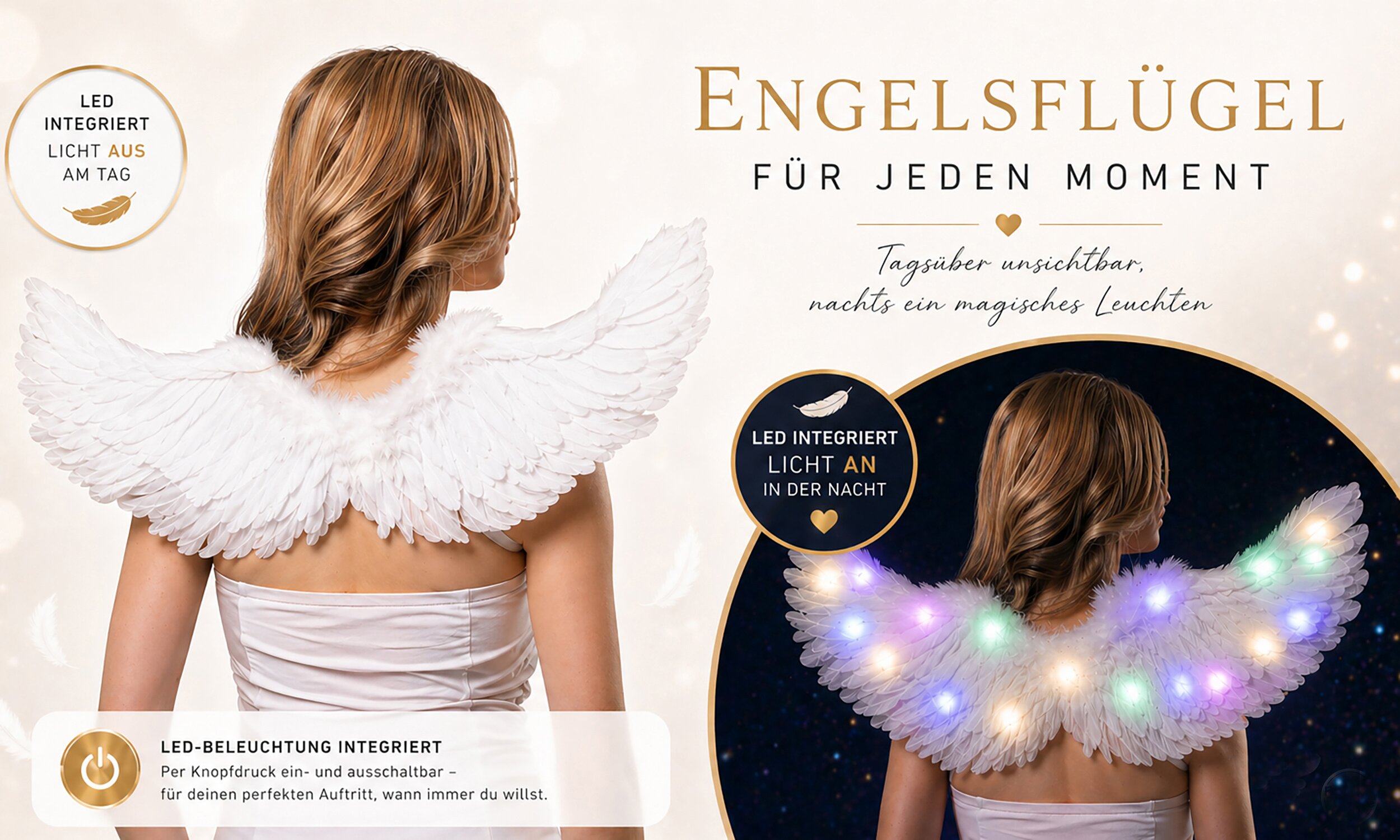 Flügel mit LED weiß inkl. Batterien
