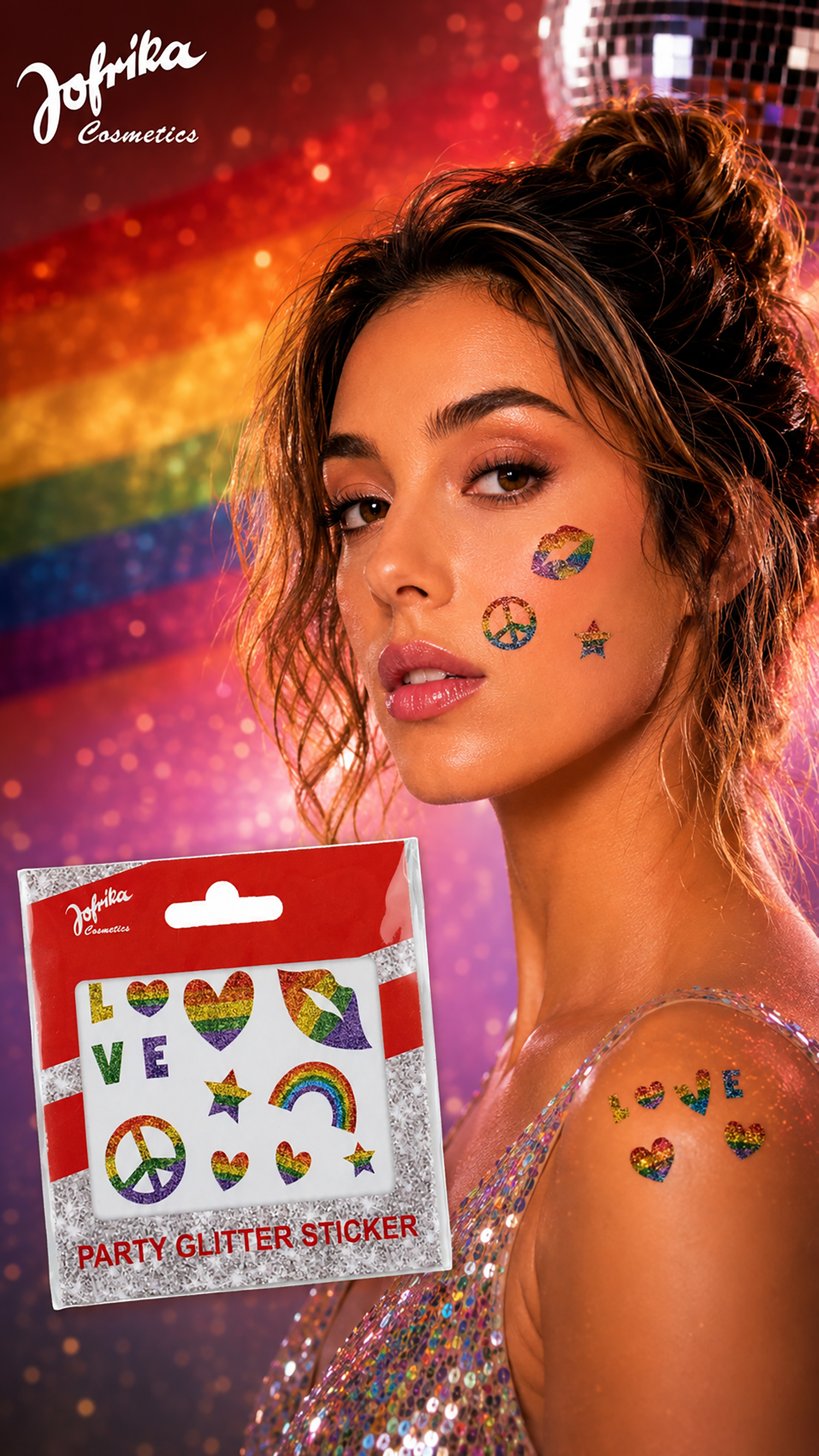 Party Glitter Sticker Rainbow