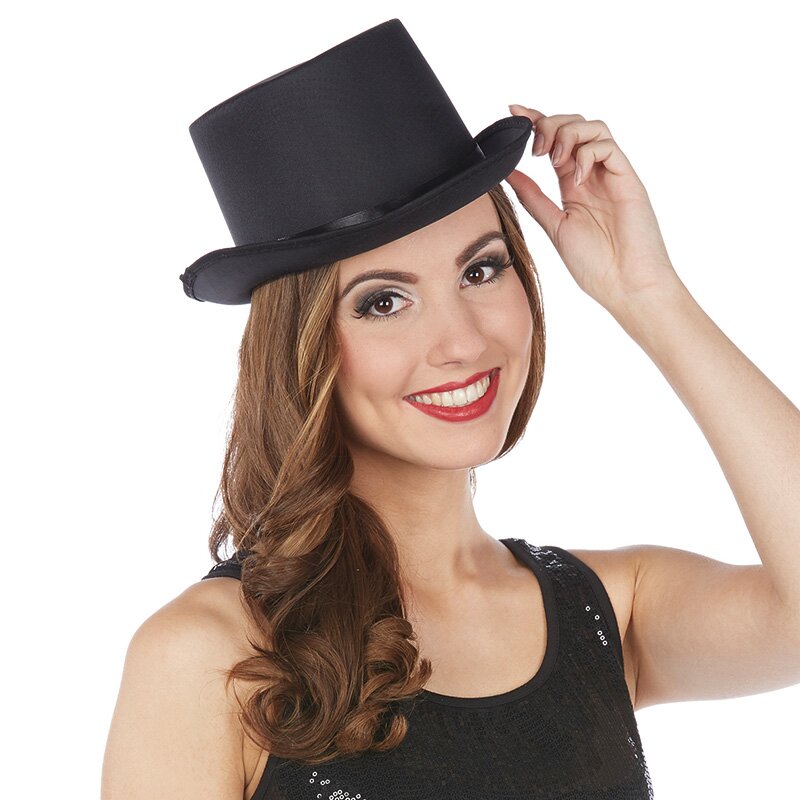 Satiny top hat, approx. 12 cm high