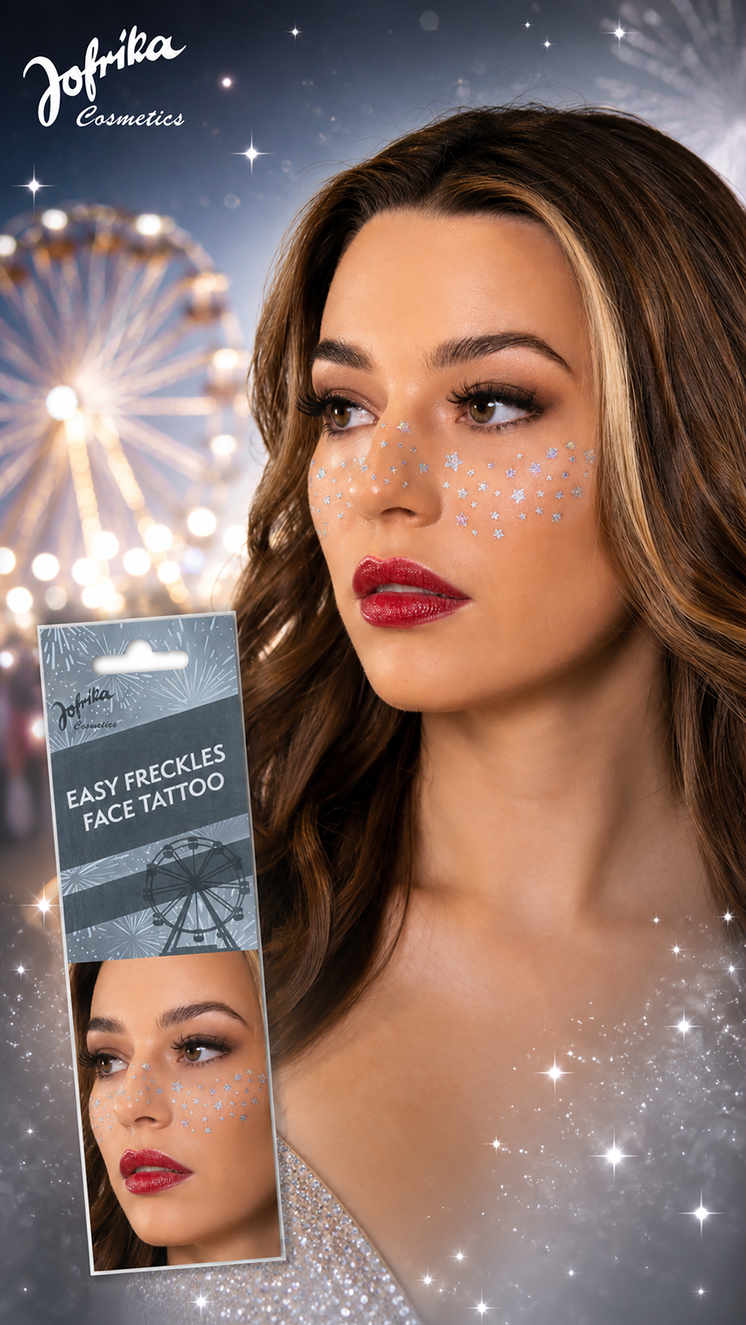 Easy Freckles - Face Tattoo, Stars silber