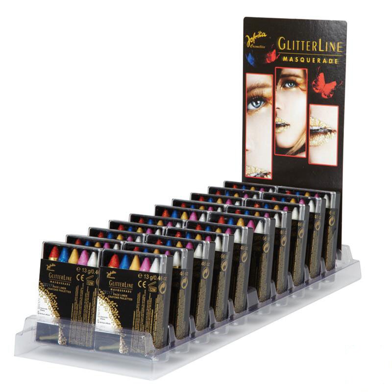 5 Glitterstifte bunt mit Spitzer, 20 Stk., Display