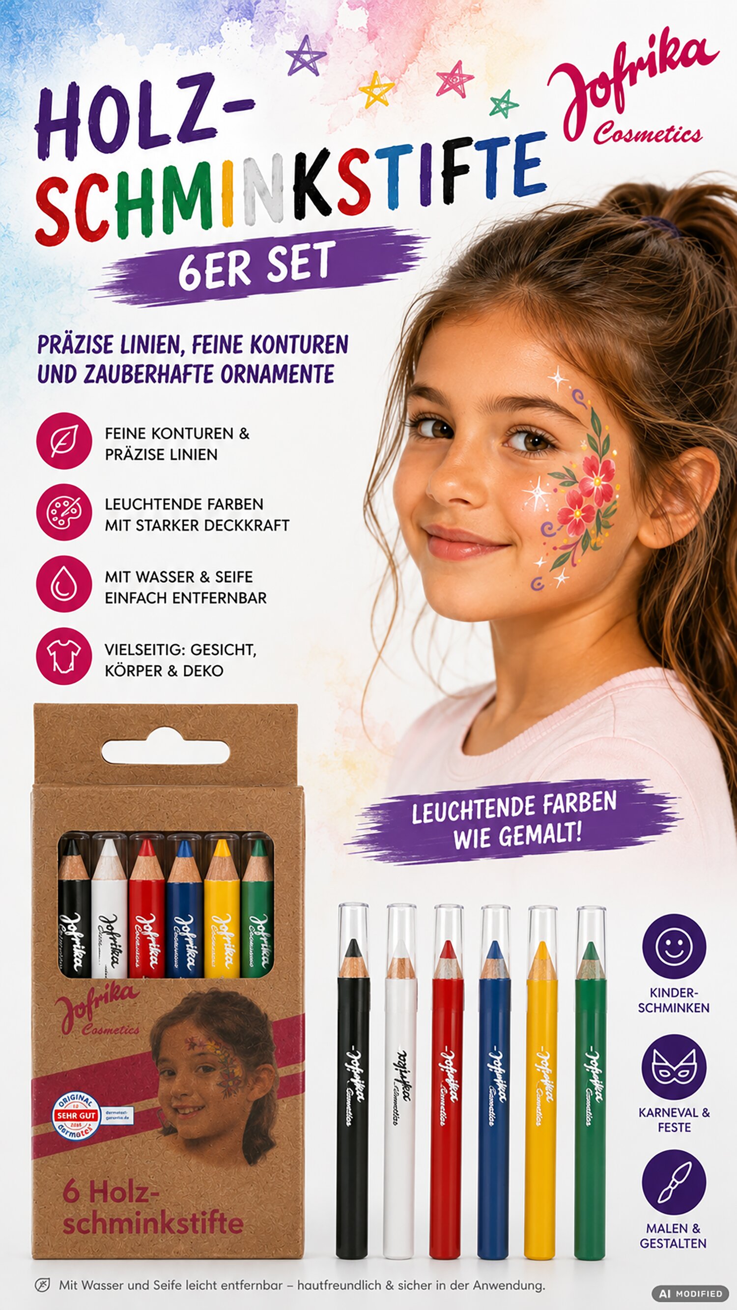6 Holzschminkstifte