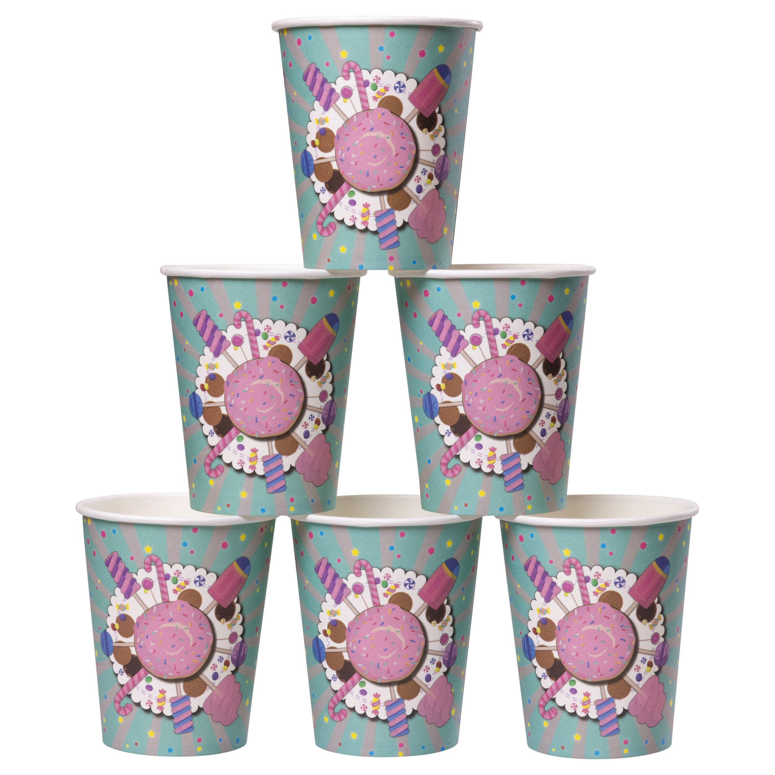Pappbecher Candy 6tlg., ca.266 ml