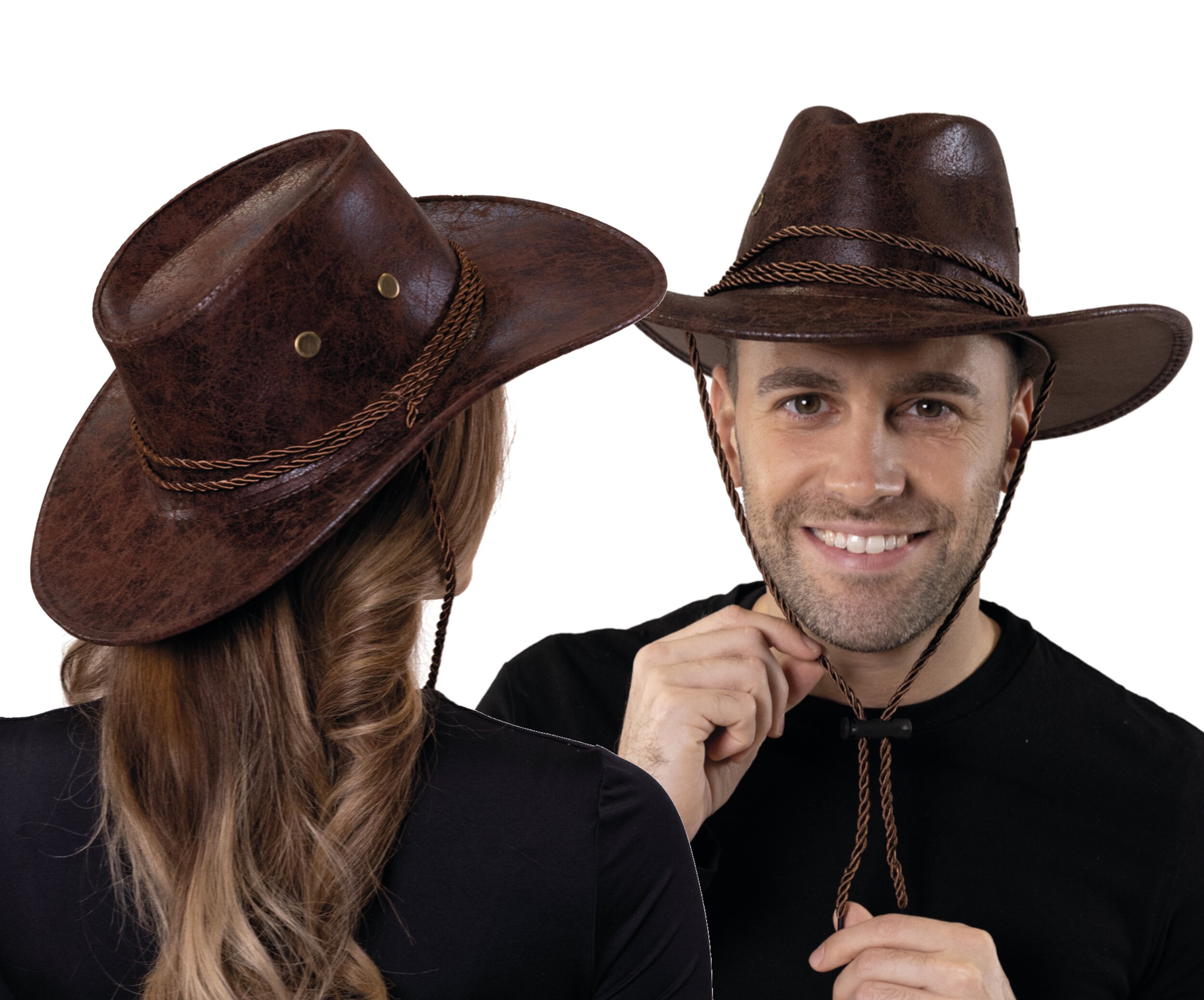 Cowboyhut Lederoptik braun