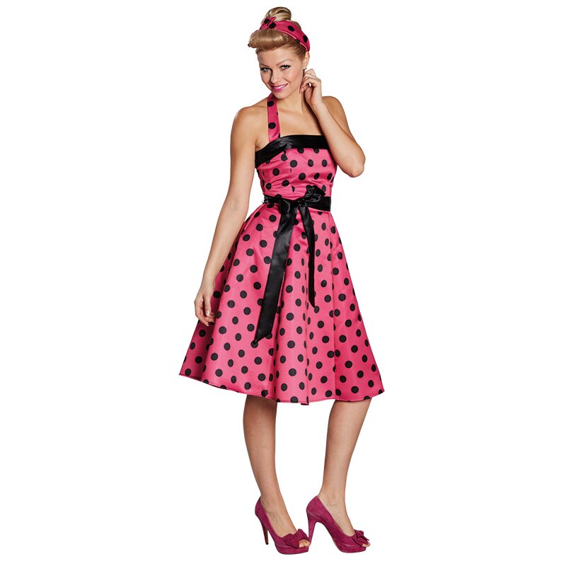 50er Jahre Kleid pink/schwarz