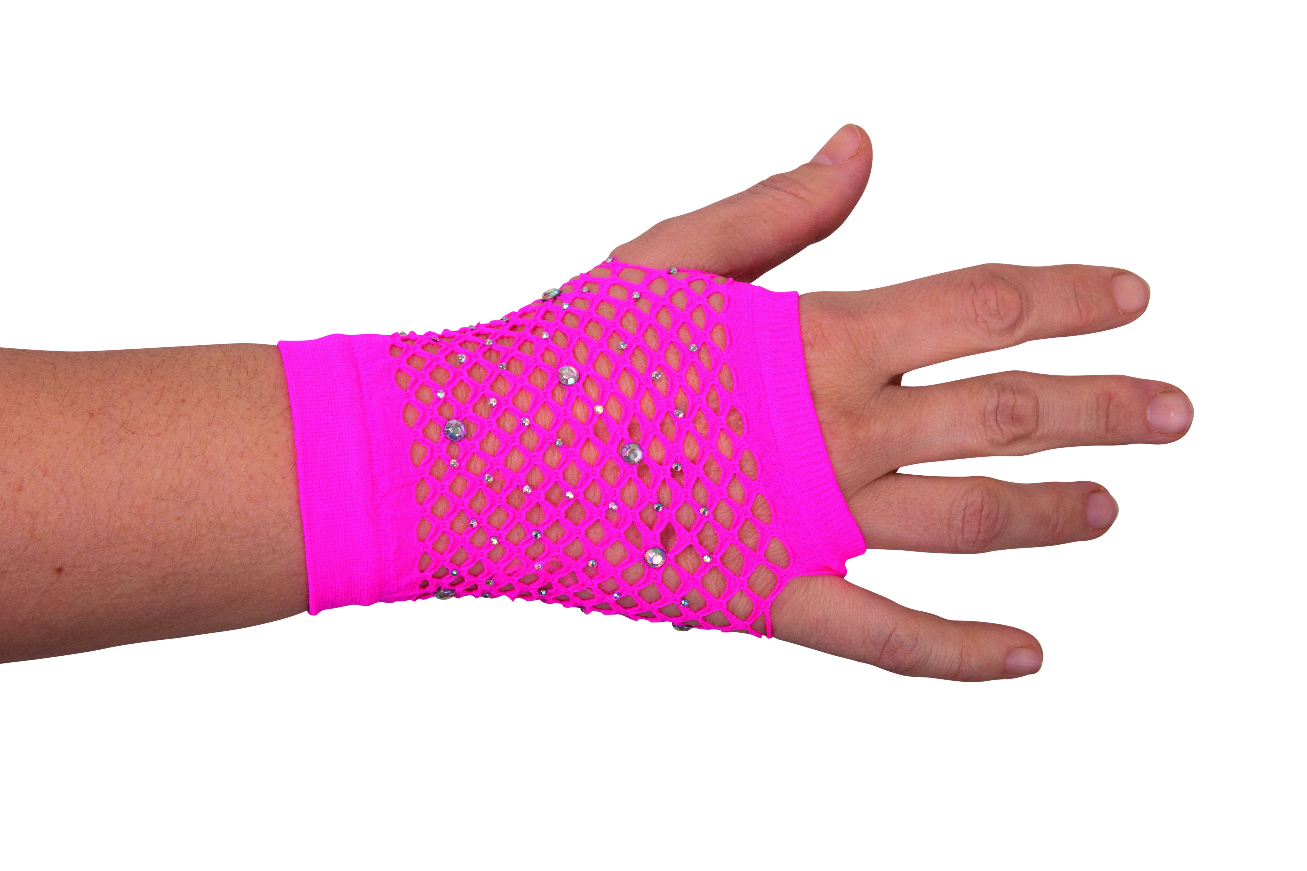 Fingerlose Handschuhe Strass, hot-pink