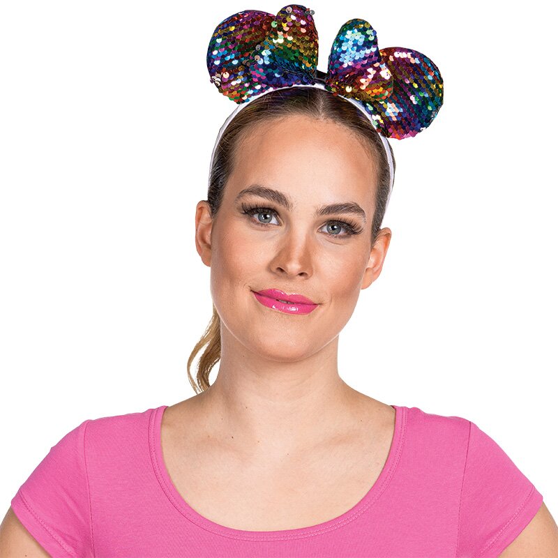 Mouse headband with reversible sequins, multicol./