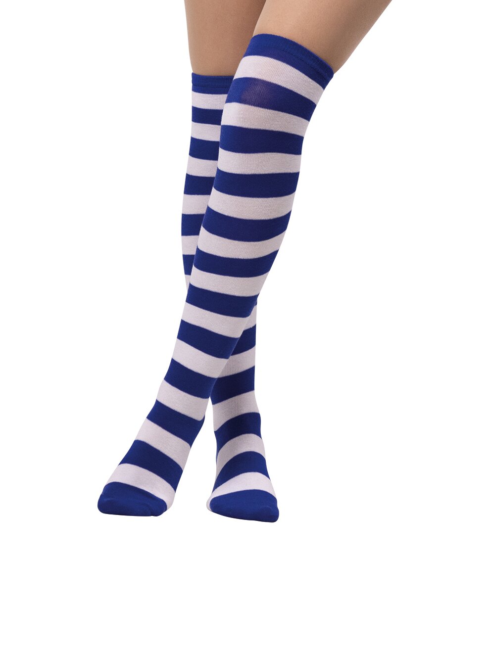 Overknees Ringel blau/weiß