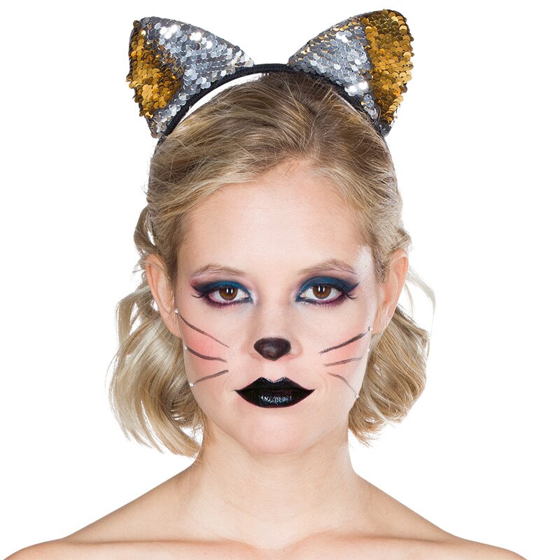 Cat headband with reversible sequins