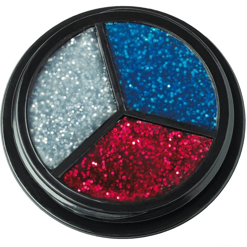 Trio Glitter silber-rot-blau