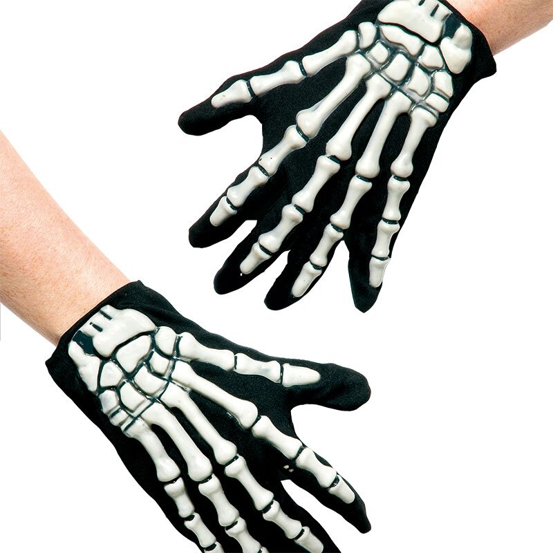 Handschuhe mit Skelett-Applikation