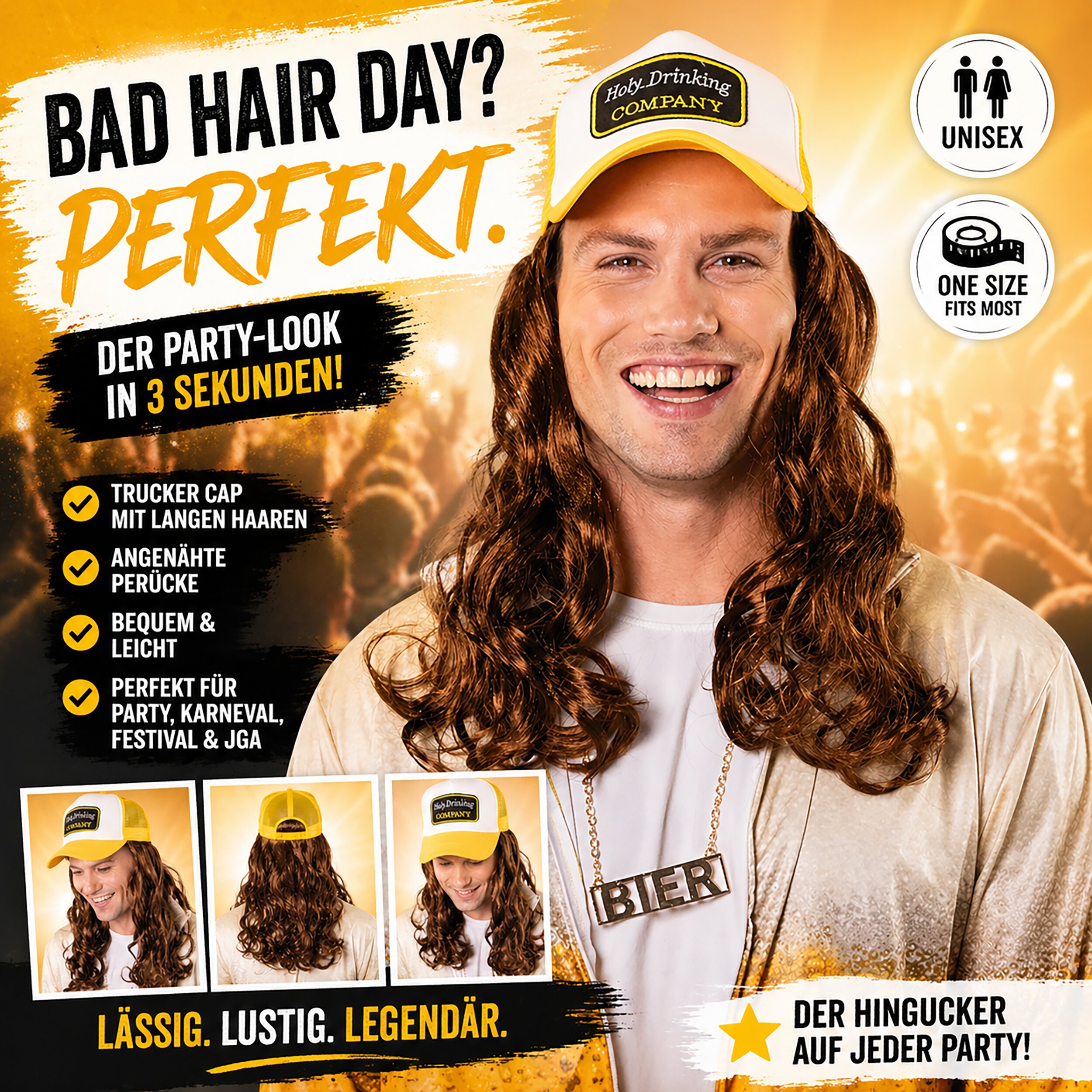 Trucker Cap mit langen Haaren