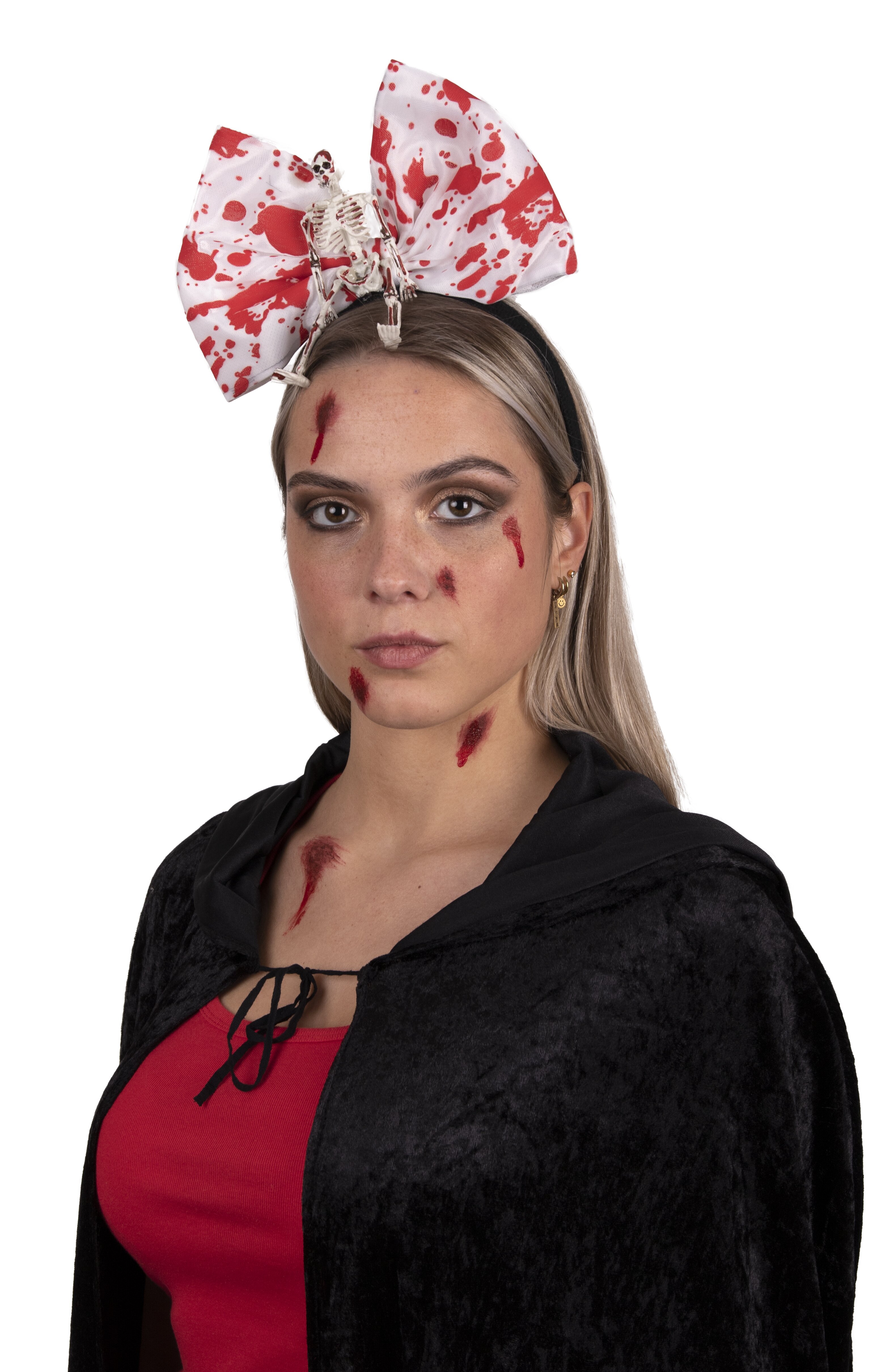 Blutige Schleife am Haarreif für Grusel Styling an Halloween oder Karneval
