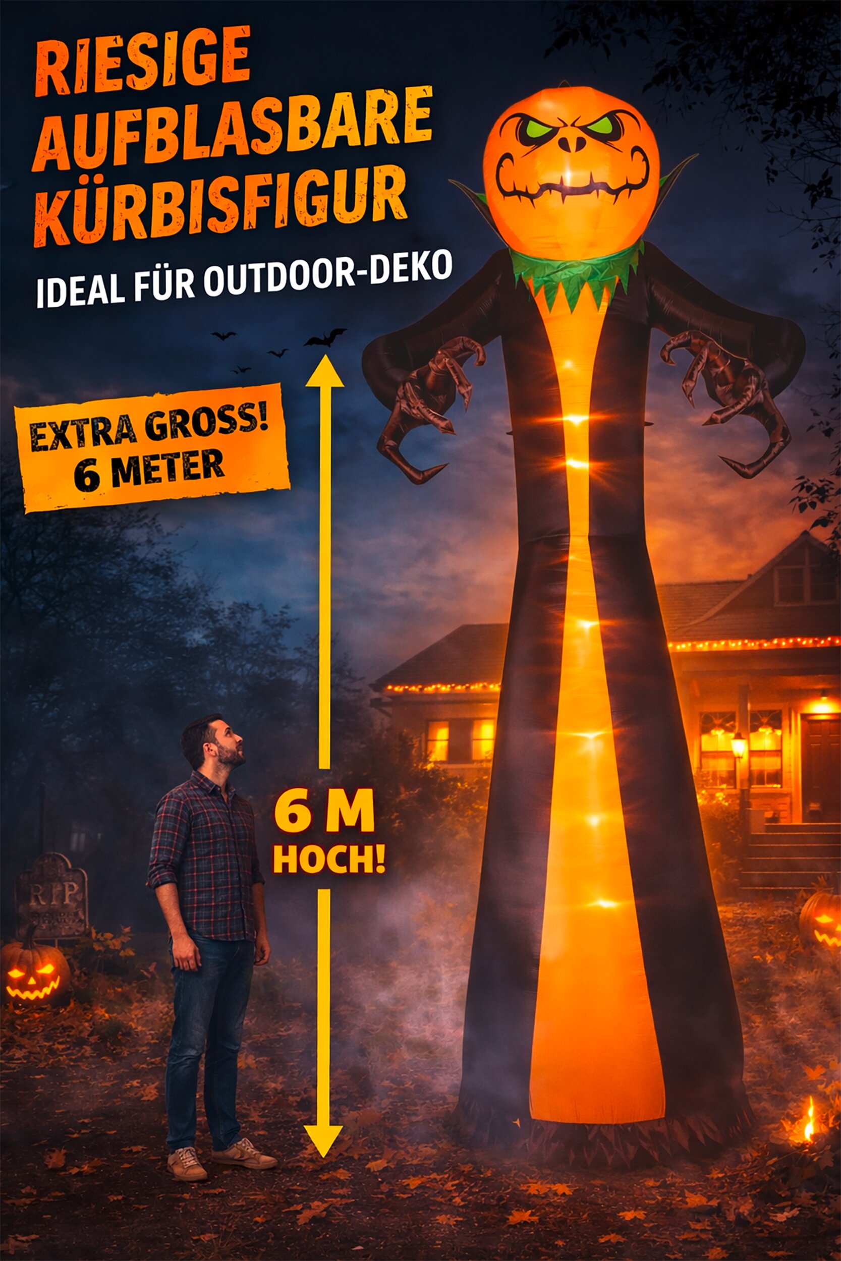 Aufblasbare Kürbisfigur extra groß ca. 6mtr.