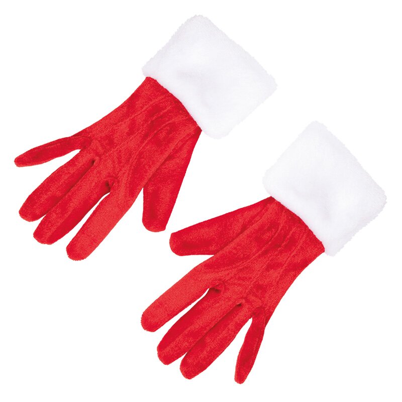 Weihnachtshandschuhe aus Samt mit Plüschbesatz