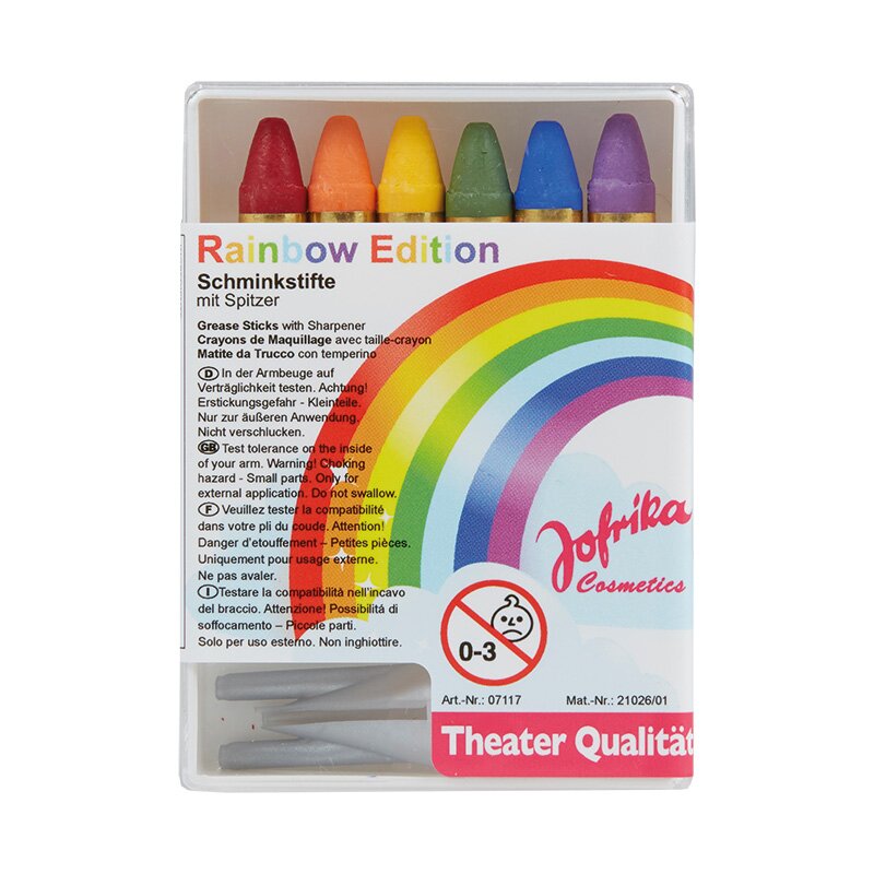 6 Schminkstifte Regenbogen mit Spitzer