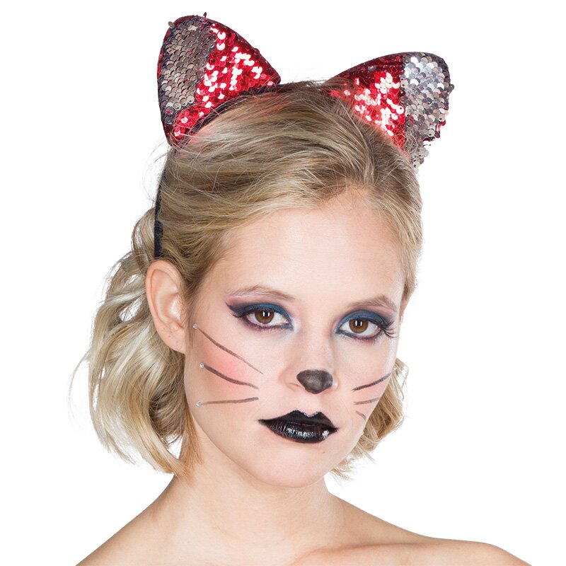 Cat headband with reversible sequins