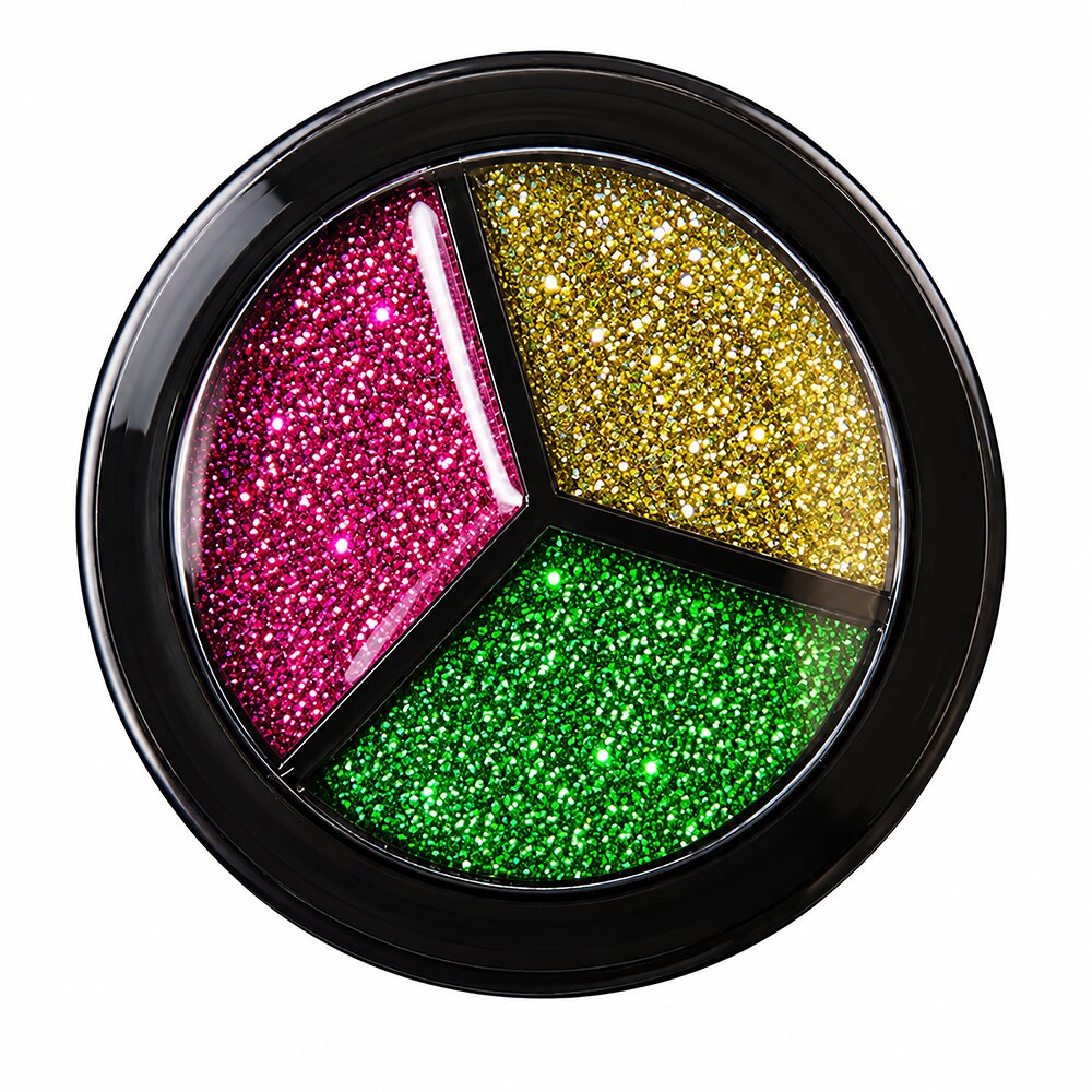 Trio Glitter gold-green-pink