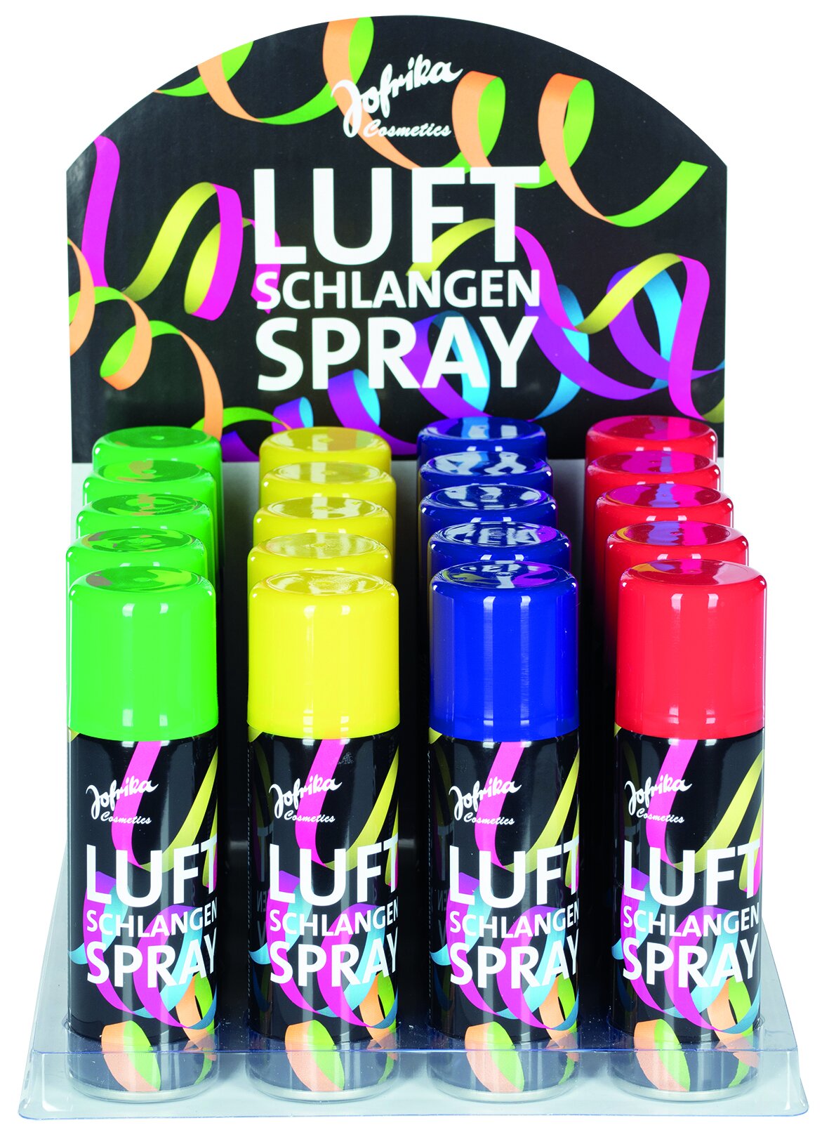 Luftschlangen Spray, 20 Stk., Display