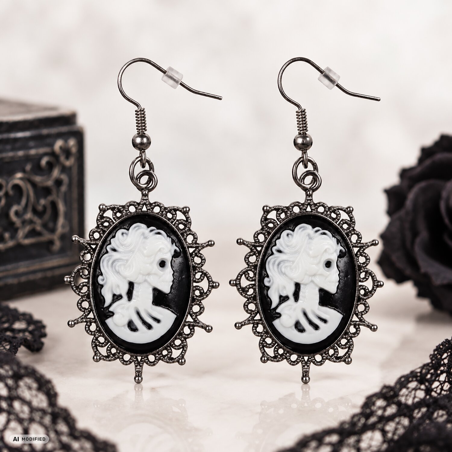 Gothic skull earrings