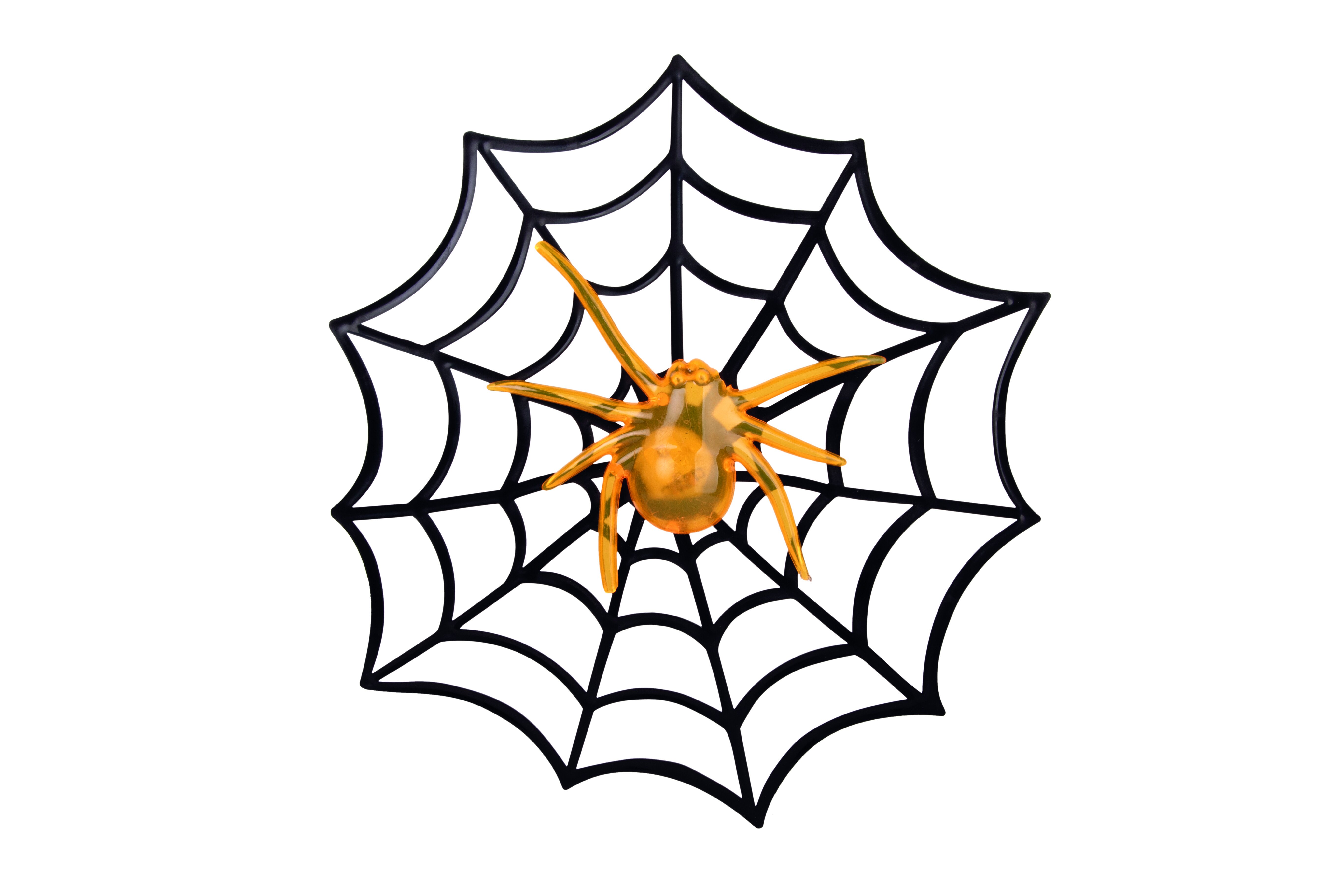 Spinnennetz mit leuchtender Spinne LED, orange