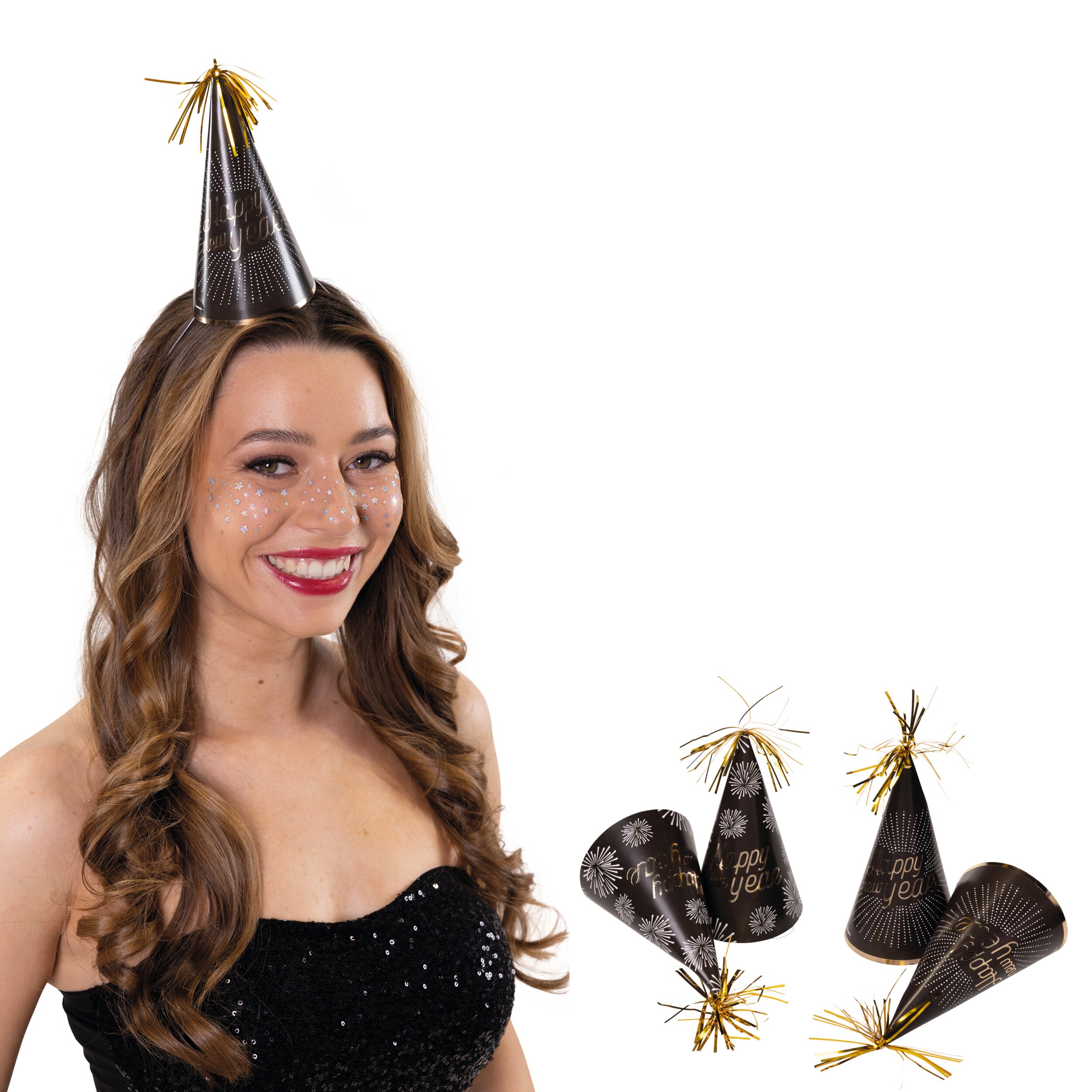 Partyhüte Happy New Year 4tlg.