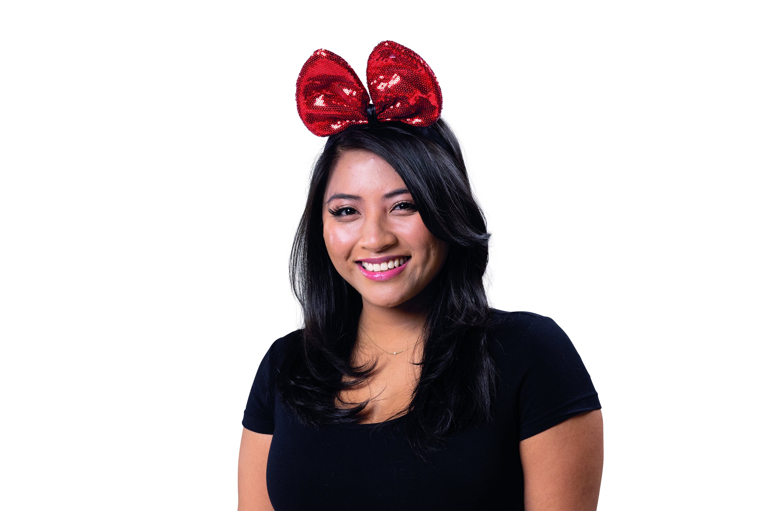 Sequin bow headband red