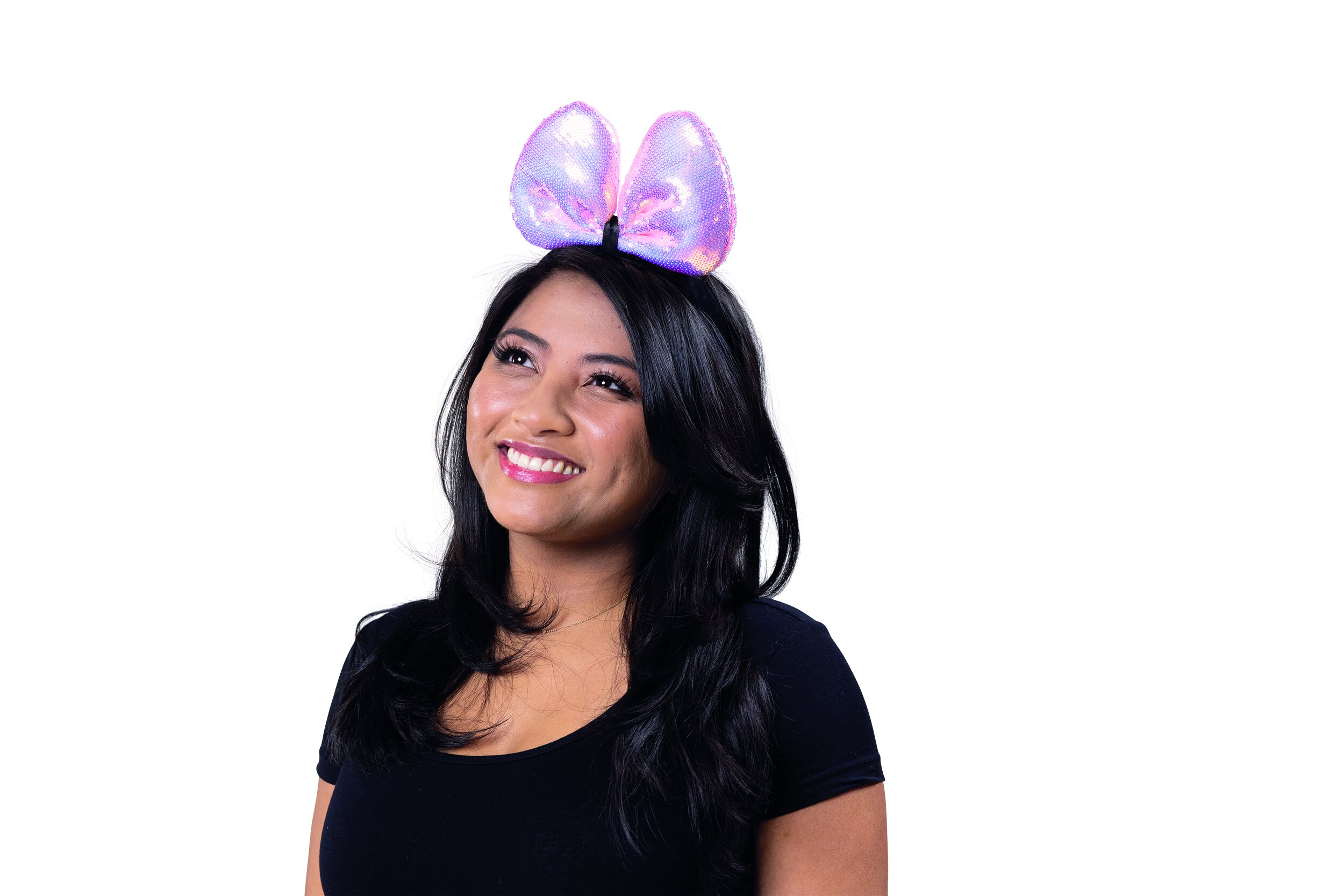 Sequin bow headband white