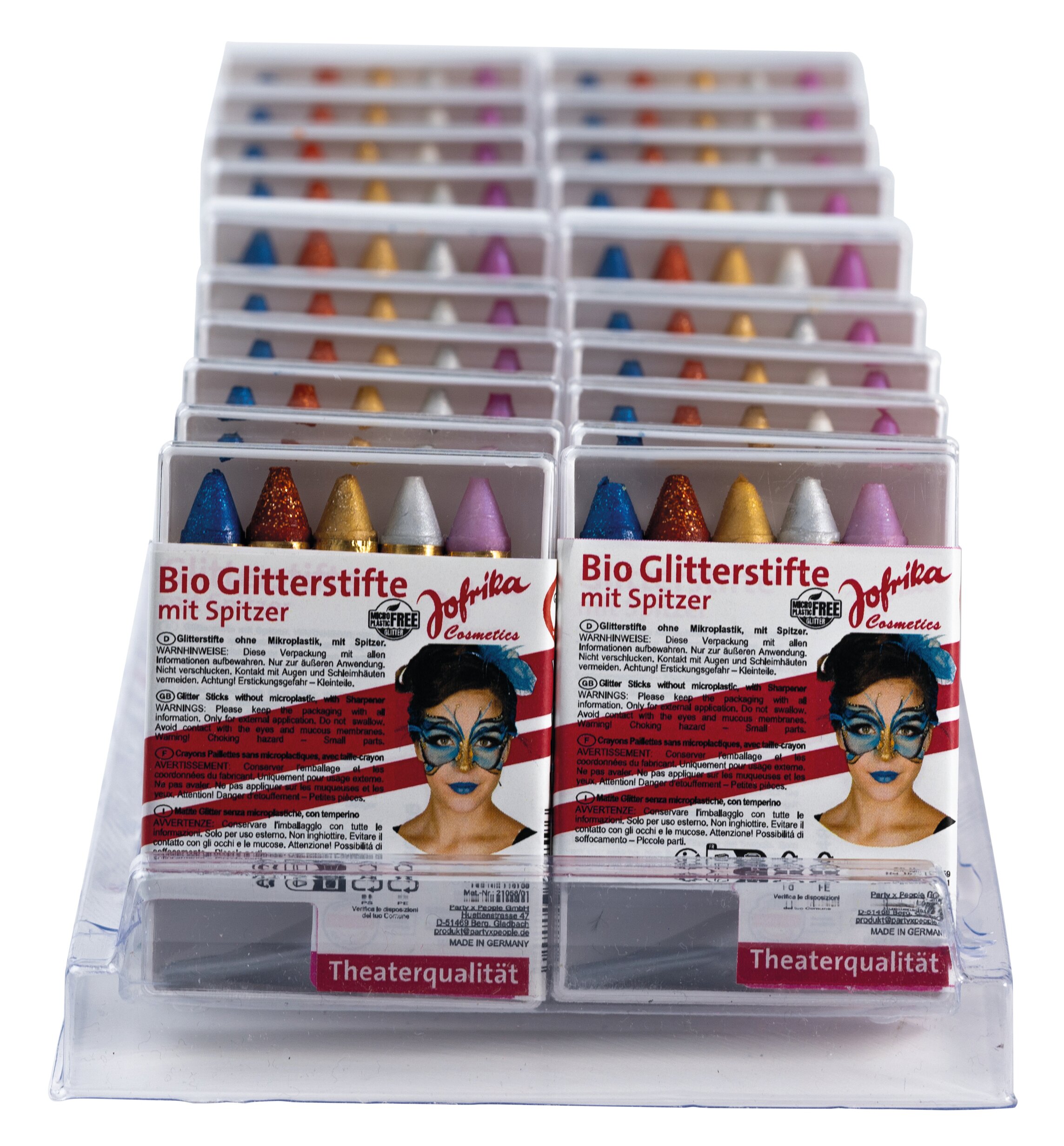 Bio Glitterstifte m. Spitzer, 20 St., Display
