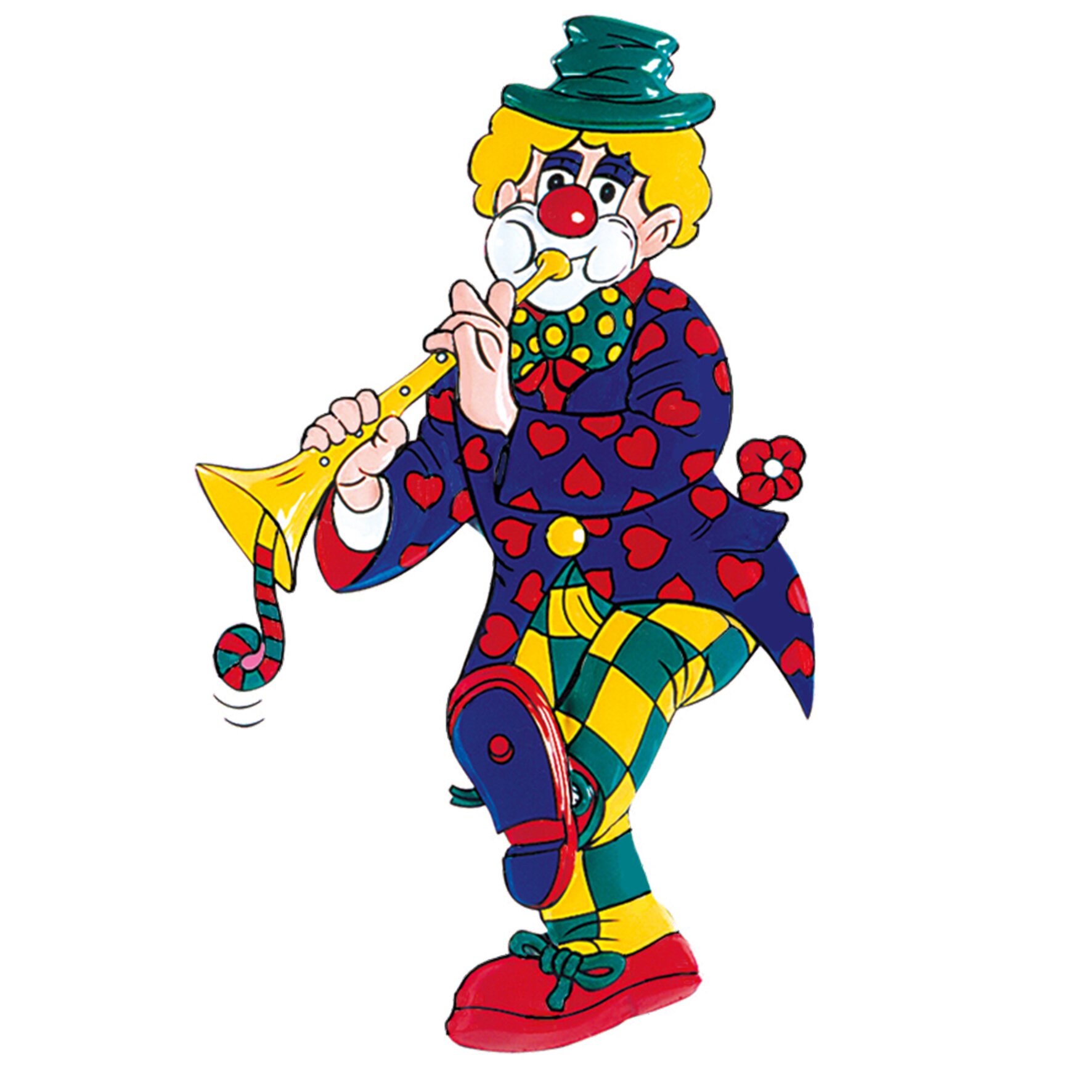Clown stehend mit Trompete